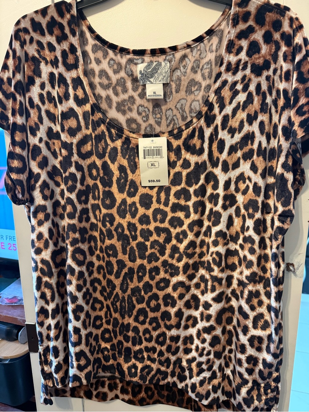 Hollister Leopard Print Scoop Neck Top - Brown & Black